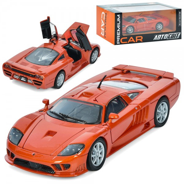 Машина металева AP-1930, 1:24 Saleen S7, 18см, відчиняються двері та капот, фото 1