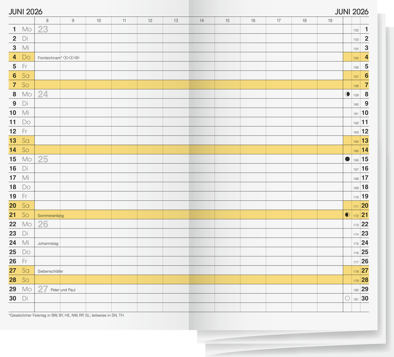 Змінний щомісячний планінг календар Brunnen модель 746 2026 87×153 мм 1074600006