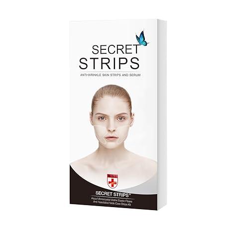 Secret Strips, 10 пар + 8 мл, Сікрет Стріпс -  пластирі від зморшок для обличчя та носогубних складок + сироватка, фото 1