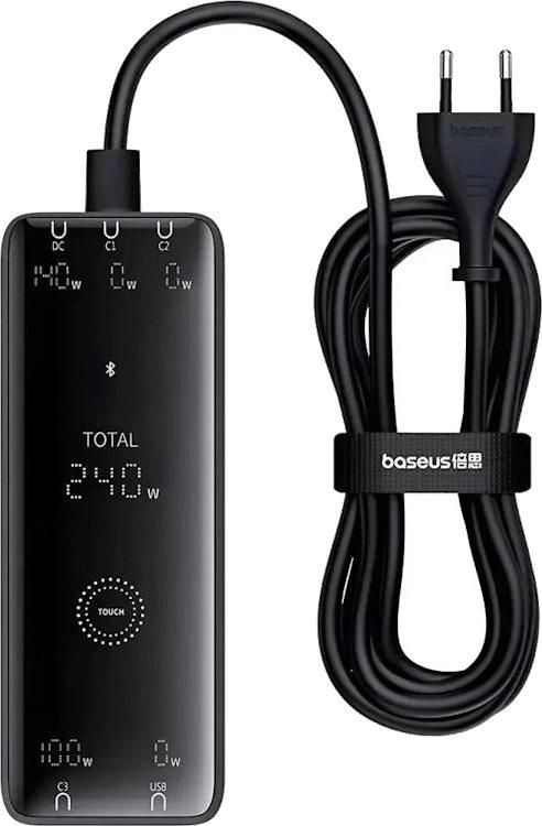Зарядний пристрій Baseus Digital Fast GaN Charger 240W 3C+U+DC (P10163901113-00) розумний з APP, фото 1