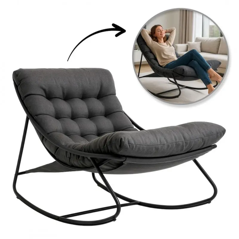 Крісло-гойдалка з м’яким сидінням KR38SZ — для дому, салону та тераси, фото 1