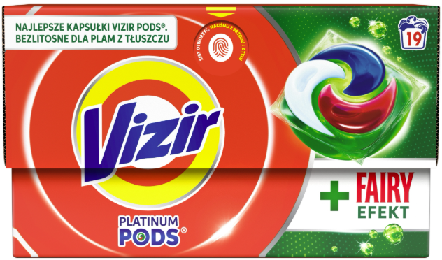 Засіб для прання прання Vizir Platinum Pods + Fairy Effect 19 капсул