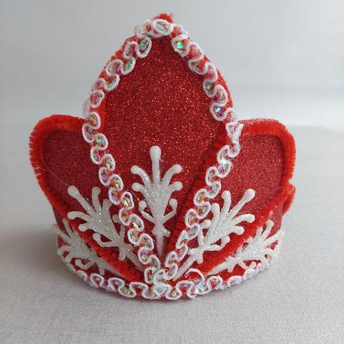 Карнавальний Обруч на голову, Корона снігуронька новорічний аксесуар, костюм сніжна ніч червона, ручна робота(210108), фото 1