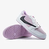 Кроссовки мужские Jordan. 1 Low Travis Scott Lilac White Белый Black Чёрный 40 размер