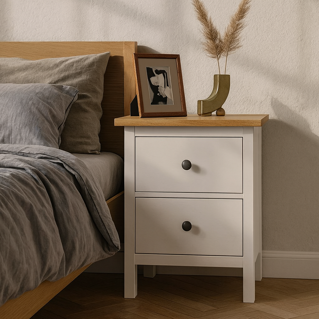 Приліжкова тумба "Хамес" із натурального дерева з ясеневою стільницею, фото 1