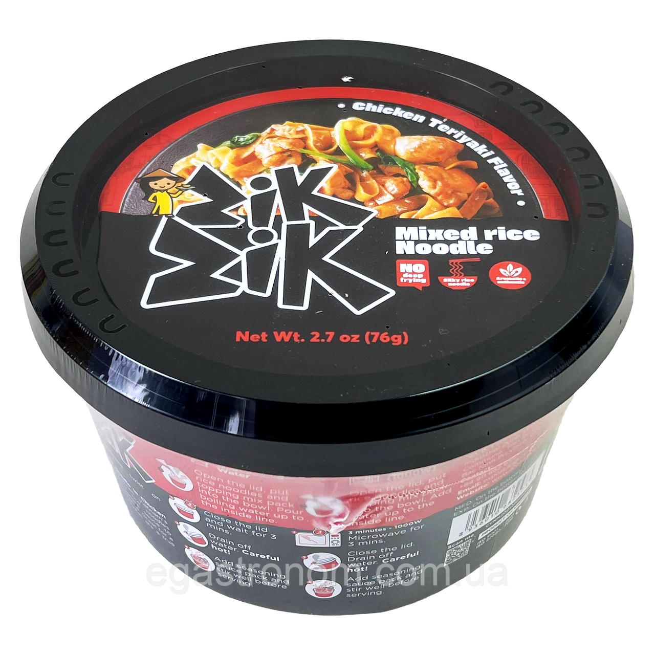 Локшина рисова зі смаком курки в соусі теріякі Зікзік Zikzik 76g 12шт/ящ (Код: 00-00018557), фото 1