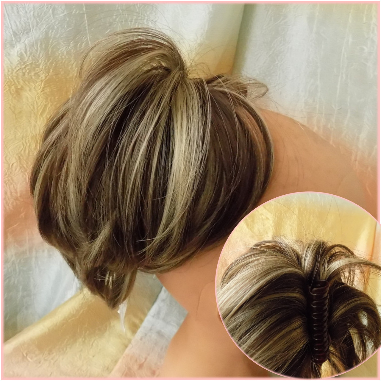 Хвіст пальмочкою на крабі з термоволосся  короткий "рожки" русий мелірованний 6154А t-10Н124, фото 1