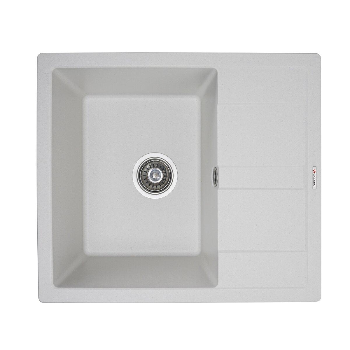 Гранітна мийка для кухні VALESO ARIA 5851 матова Білосніжна, фото 1