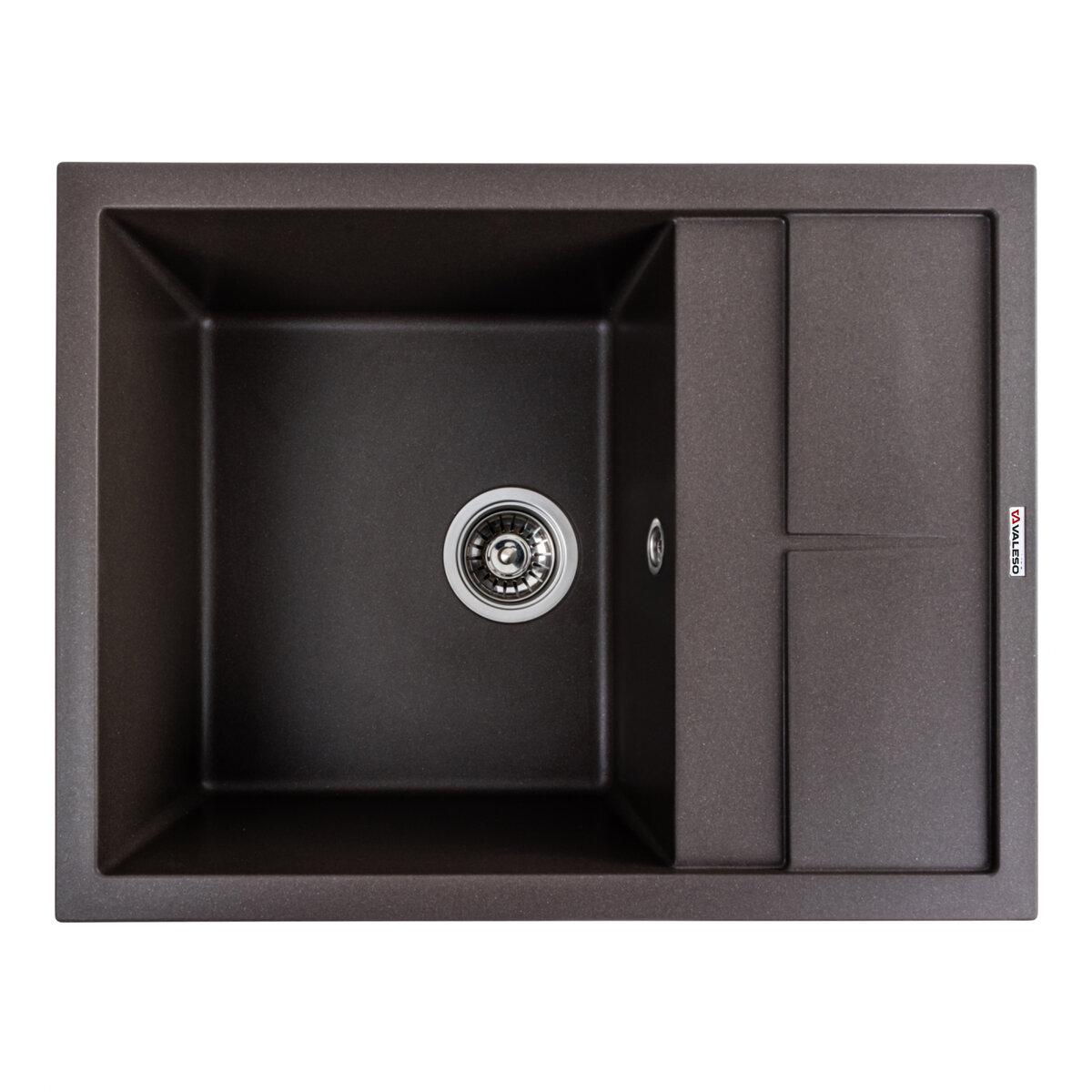 Гранітна мийка для кухні VALESO LOTOS 6550 матова Темна скеля, фото 1