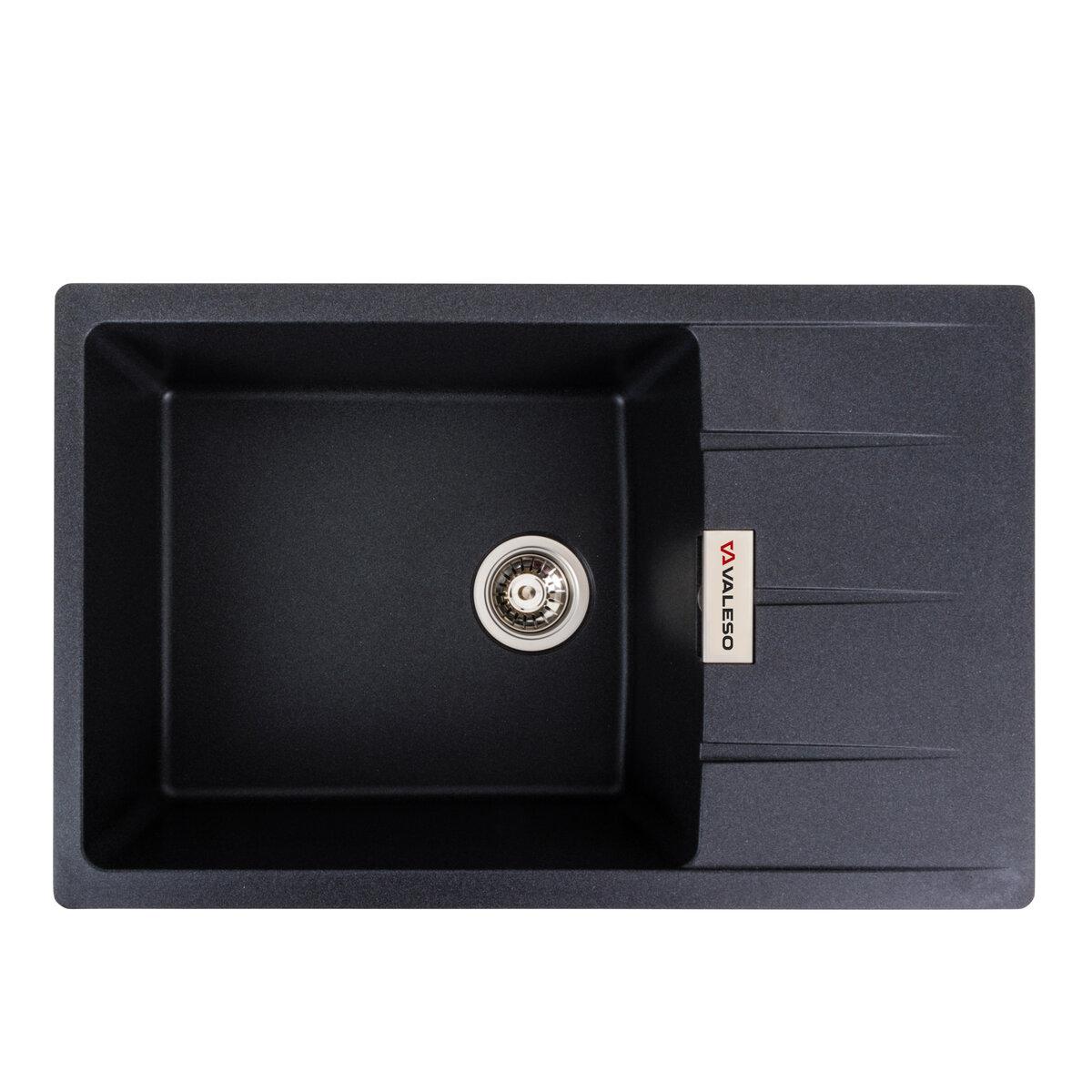 Гранітна мийка для кухні VALESO 7850 ROMA матовий Карбон, фото 1