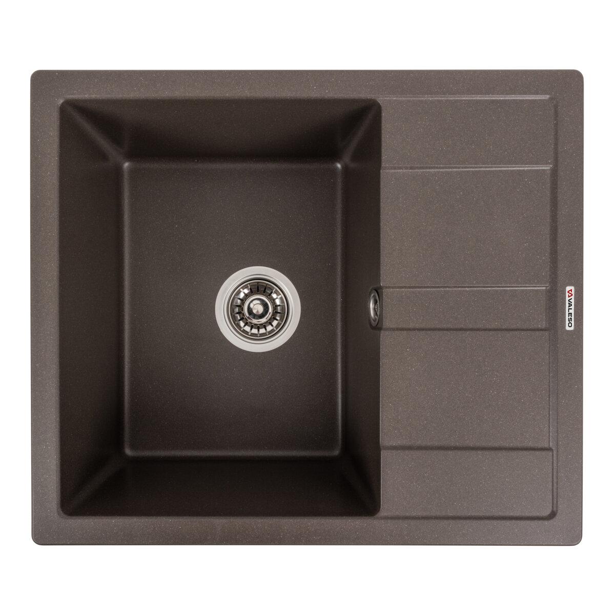 Гранітна мийка для кухні VALESO 5851 ARIA матова Темна скеля, фото 1