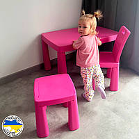 Дитячий столик і стільчик пластиковий для занять та ігор Набір дитячий стілець і столик для дітей долоні,Стіл та 2 стільчика дитяч