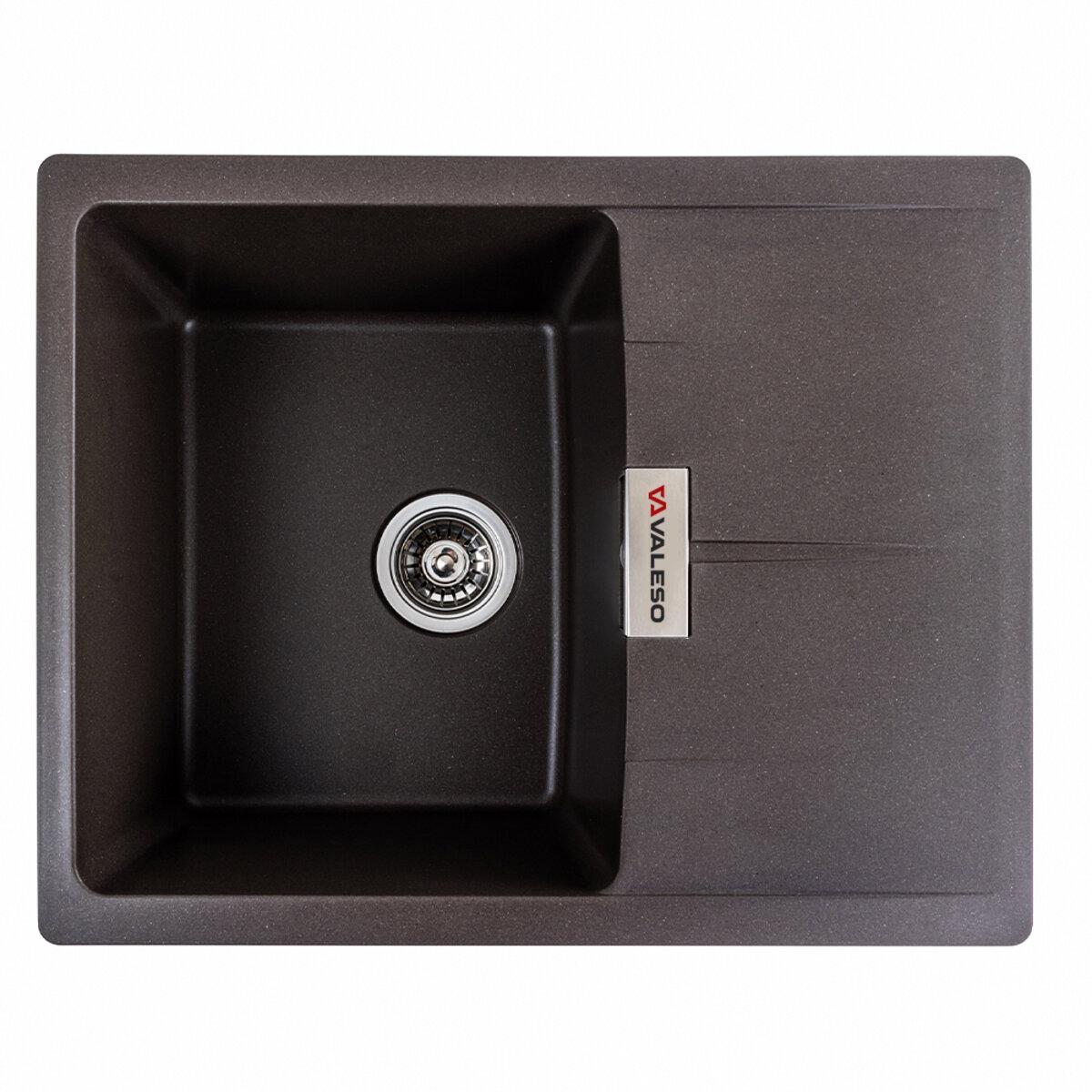 Гранітна мийка для кухні VALESO 6250 ZIRKONE матова Темна скеля, фото 1