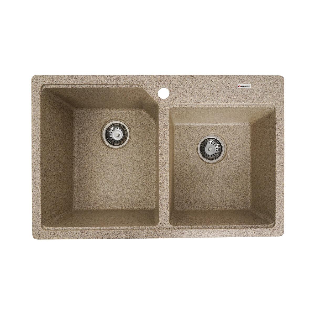 Гранітна мийка для кухні VALESO 7850 HARMONY матова Карамель, фото 1