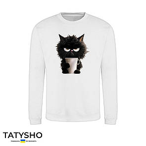 Світшот з принтом "Кіт з кавою", ПРЕМІУМ