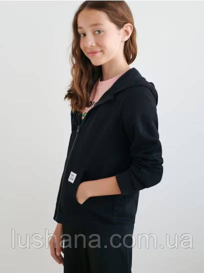 Утеплена кофта на блискавці з капюшоном Sinsay на дівчинку / щільний начос, фліс / р.134, 8-9 років, фото 1