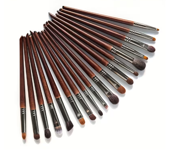 Набір професійних пензлів для макіяжу очей  з натуральним ворсом (козы) для макіяжу очей OVW, 18 штук, фото 1