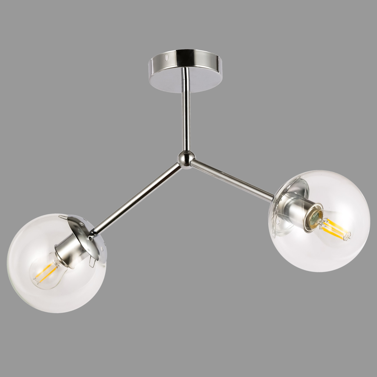 Стельова люстра з двома плафонами (52-9811-2 CR+CL)