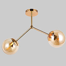 Стельова люстра з двома плафонами (52-9811-2 GD+BR), фото 4