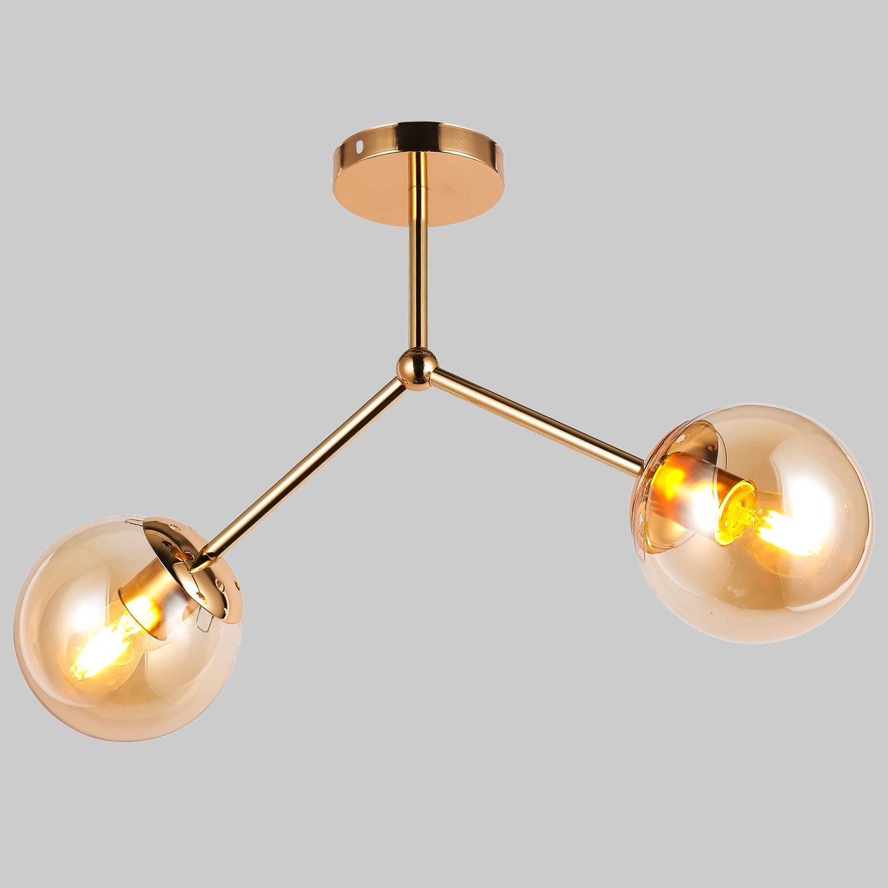 Стельова люстра з двома плафонами (52-9811-2 GD+BR)