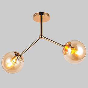 Стельова люстра з двома плафонами (52-9811-2 GD+BR), фото 1