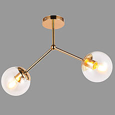 Стельова люстра з двома плафонами (52-9811-2 GD+CL), фото 4