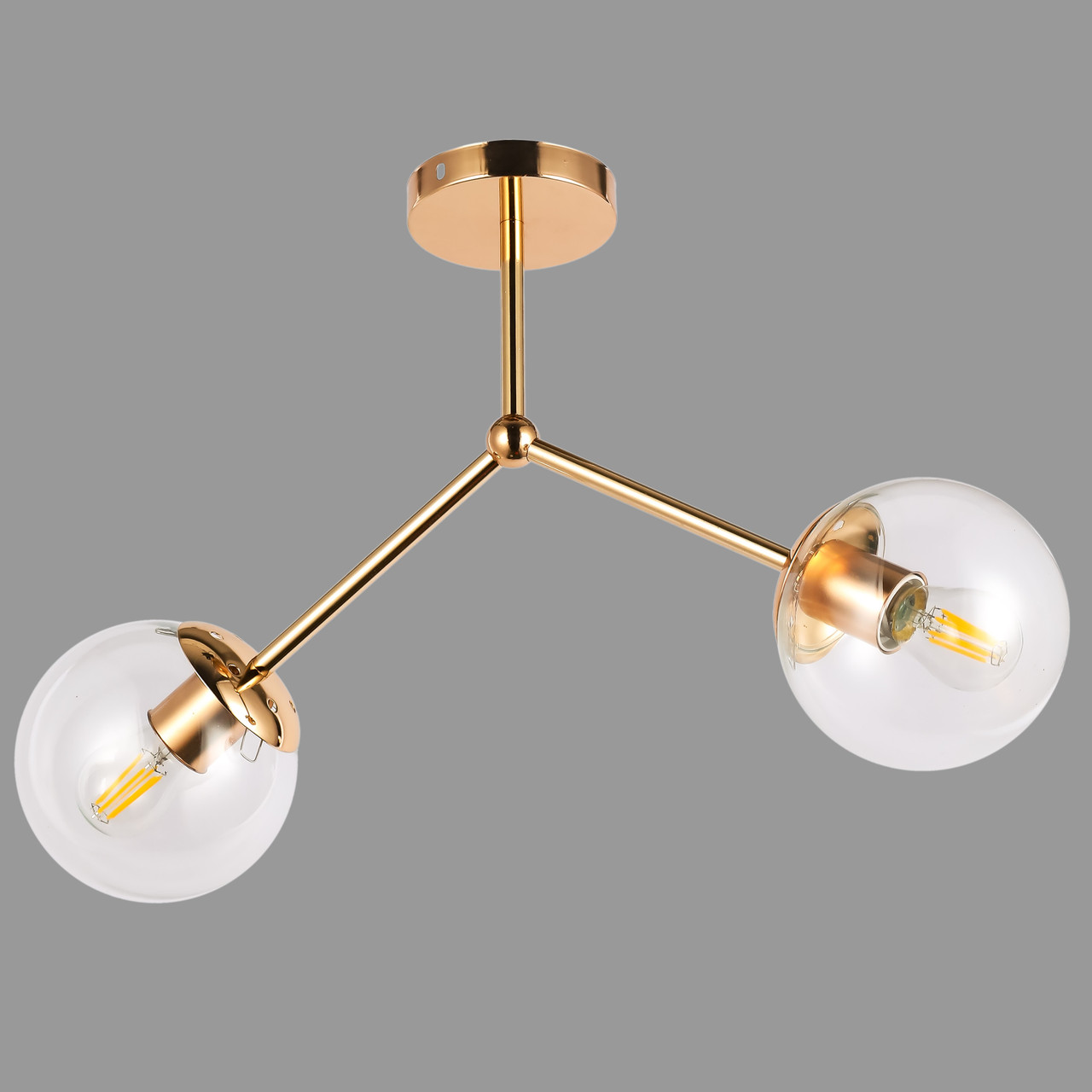 Стельова люстра з двома плафонами (52-9811-2 GD+CL)