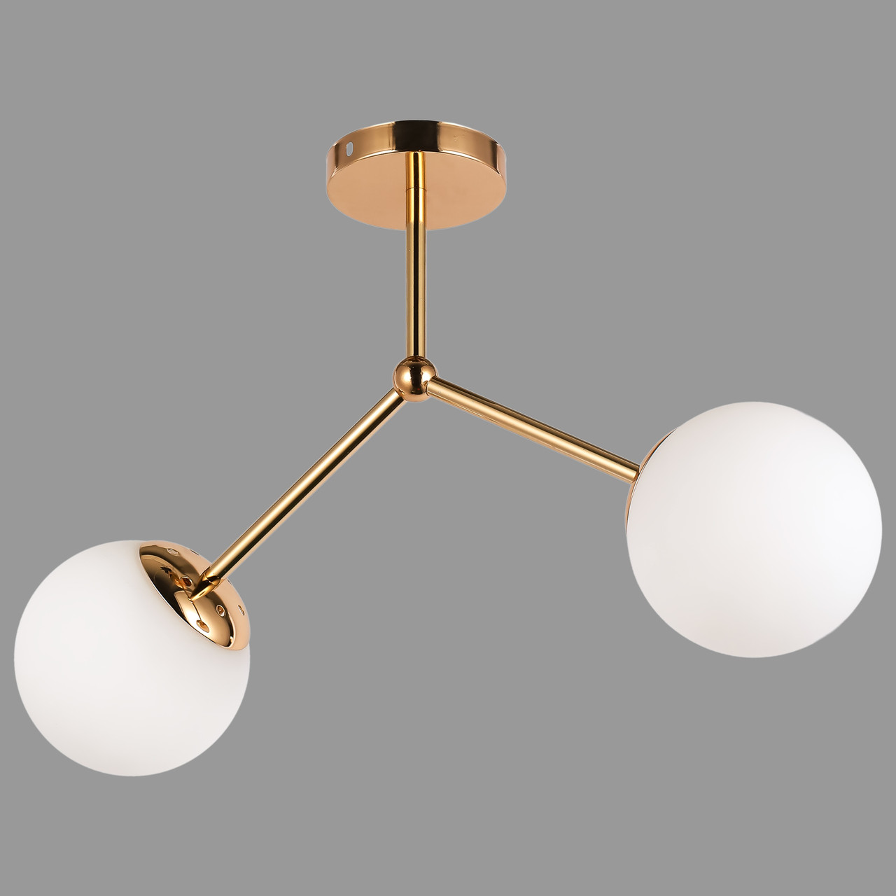 Стельова люстра з двома плафонами (52-9811-2 GD+WH)