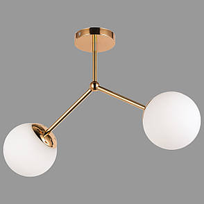 Стельова люстра з двома плафонами (52-9811-2 GD+WH), фото 1