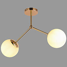 Стельова люстра з двома плафонами (52-9811-2 GD+WH), фото 4