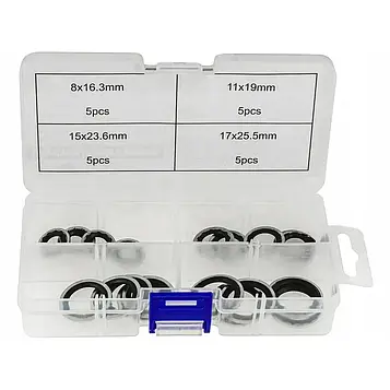 Набір прокладок та шайб для кондиціонера Opel/Saab/Chevrolet/GM (діаметр 8–17 мм) 20 шт. Falcon F01108