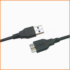 Кабель USB 3.0 Micro-B чорний 1 метр для підключення зовнішніх жорстких дисків смартфонів та планшетів