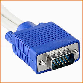 Комутатор VGA 1 на 2 спліттер для двох моніторів з феритовими фільтрами довжина 25 см 15 піновий роз'єм 6 мм