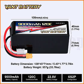 Акумулятор для FPV дронів та квадрокоптерів 12600мАг 126А 6S3P Li-ion 15-25.2В 21700 для гонок та тривалих по