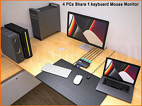 Перемикач KVM 4 порту HDMI USB з кнопкою для керування кількома комп'ютерами та ноутбуками 4K 30 Гц