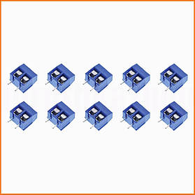 Клемна колодка на 2 контакти для монтажу проводки з гвинтовими затискачами 10 шт крок 5 мм 220 В 10 А