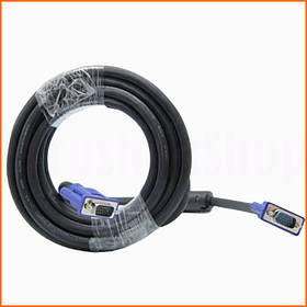 Кабель VGA 4.5 метра для підключення монітора та проектора з феритовими кільцями для зниження перешкод