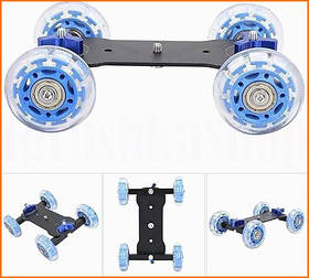 Міні візок для камери з підшипниками для плавної зйомки та панорам предметна та фуд зйомка алюміній 1/4 3/8