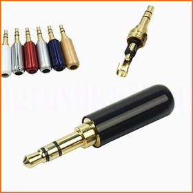 Штекер 3.5 мм TRS міні джек стерео позолочений металевий корпус під пайку для аудіокабелю 3 контакти