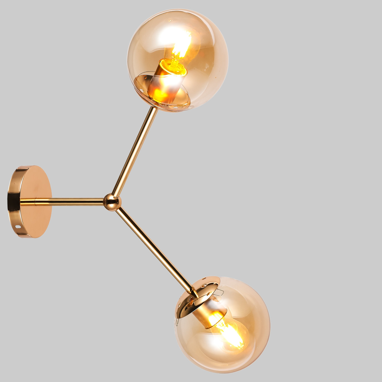 Настінний світильник/бра з двома плафонами (52-W9811-2 GD+BR)