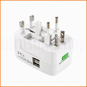 Універсальний мережний адаптер для розеток EU UK US AU компактний перехідник для подорожей 7.7x5.1x4 см