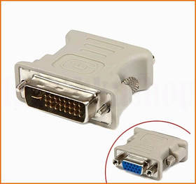 Адаптер DVI-I 24+5 на VGA для підключення монітора до відеокарти тато-мама 4.2х4х1.5 см чорний