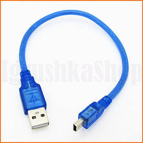 Кабель USB A MiniUSB B 0.5м для заряджання та передачі даних для фотоапаратів телефонів Arduino екранований