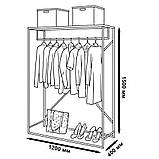 Стелаж для одягу лофт з полицею з ДСП та металевою штангою Вішалки для одягу в передпокій, фото 7