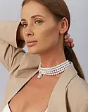 Чокер перловий, кольє намисто Fashion Jewerly багатошарові штучні перли ошатне намисто в стилі old money, білий колір, фото 5