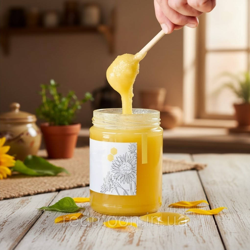 Мед соняшниковий 2025 року, 1350 грам - 1000 мл / Соняшниковий мед / Мед соняшнику, фото 1