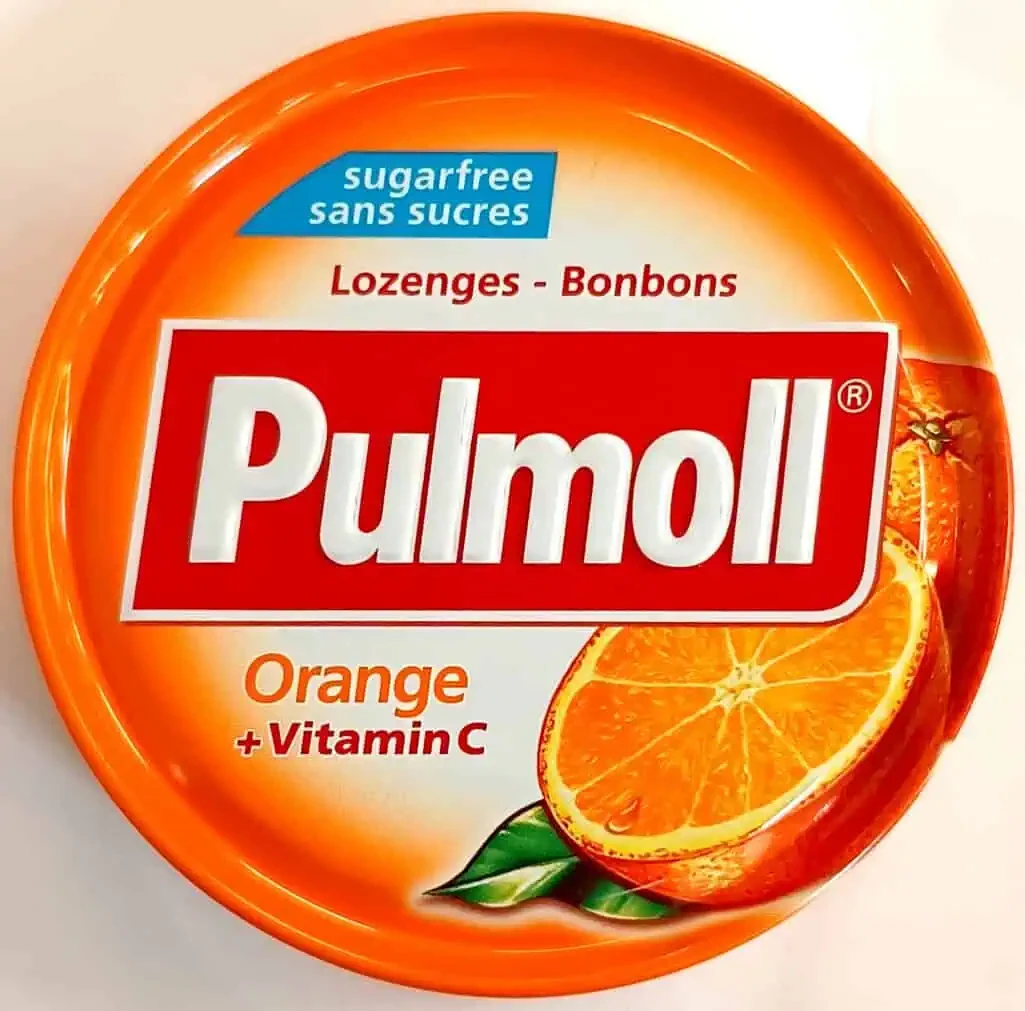 Льодяники Pulmoll Orange без цукру 45 г — цитрусова свіжість для горла, фото 1