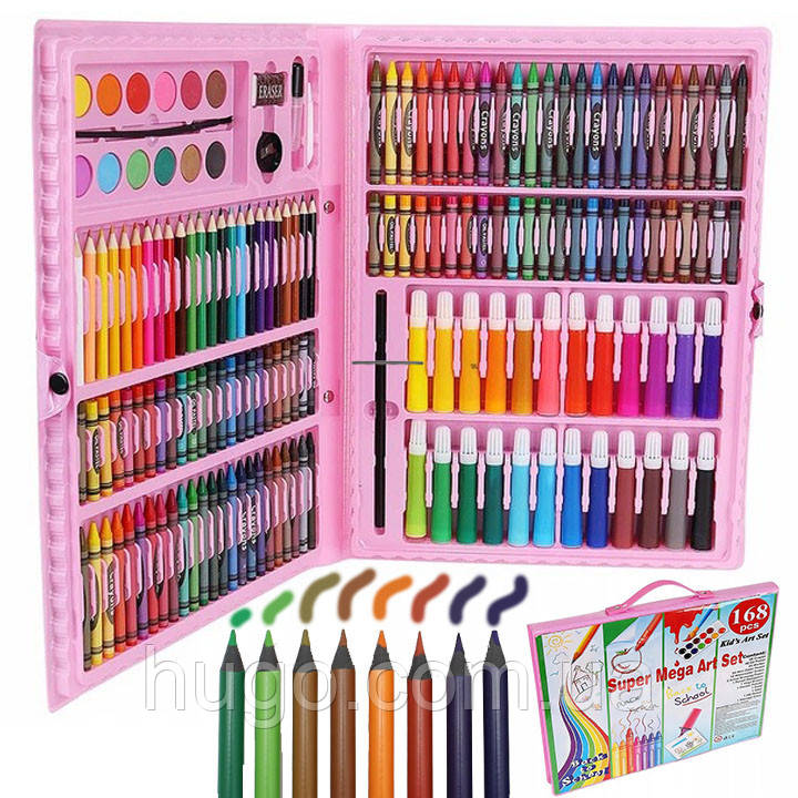 Дитячий набір художній у кейсі, 168 предметів / Дитячий набір для малювання / Набір художника, фото 1
