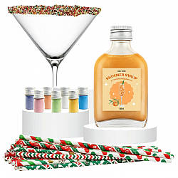 Набір шимерів для коктейлів 7 шт, Сироп, Цукор, Трубочки, Cheers & Shine / Новорічний набір для коктейлів / Шиммери до напоїв