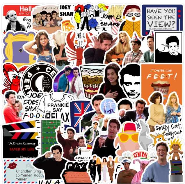 Набір наліпок 50 шт із серіалу Друзі Friends, стікерпак на ноутбук гаджети, фото 1